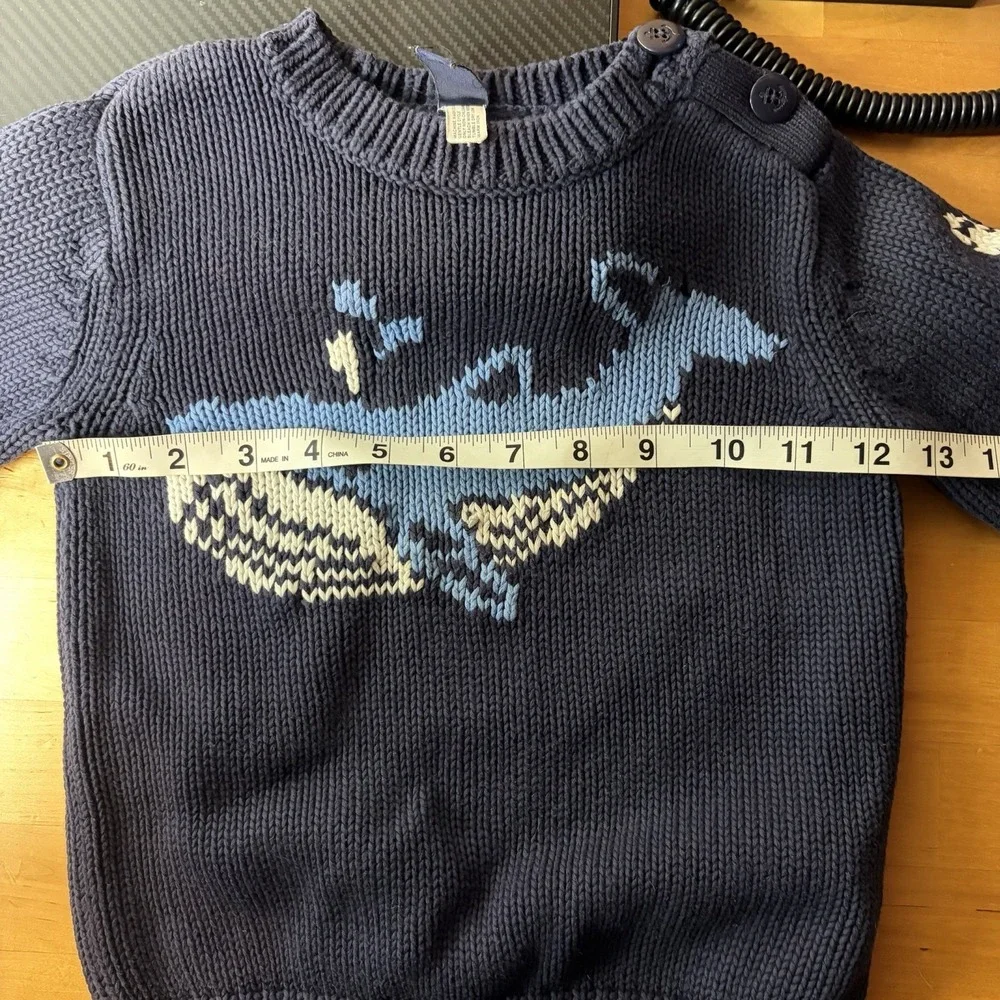 Baby Gap Blue Whale Knit Sweater Size 3 Animal Whimsical Ocean Nautical Playful